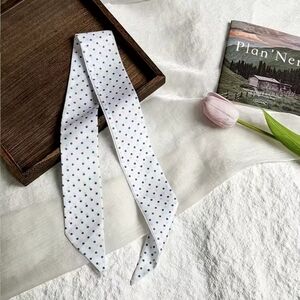 2× Bag Twilly Purse Skinny Scarf Blue Polka Dots